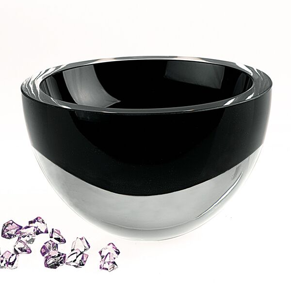 Badash Crystal Giftware Jet Black Penelope Mouth Blown European Lead Free Crystal 6" Bowl