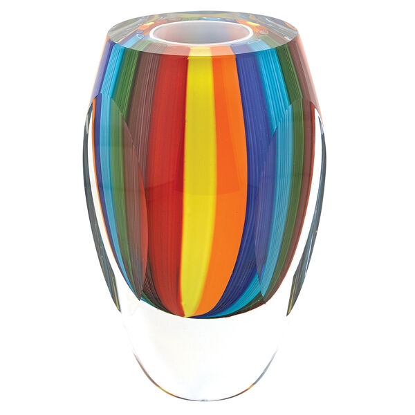 Badash Crystal Giftware Rainbow Murano Style Art Glass 6" Vase