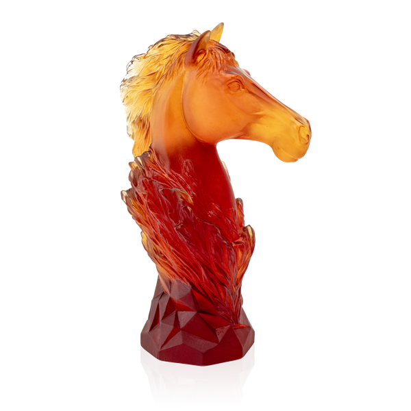 Daum Art Glass Daum Crystal Cavalcade Amber Chess Knight