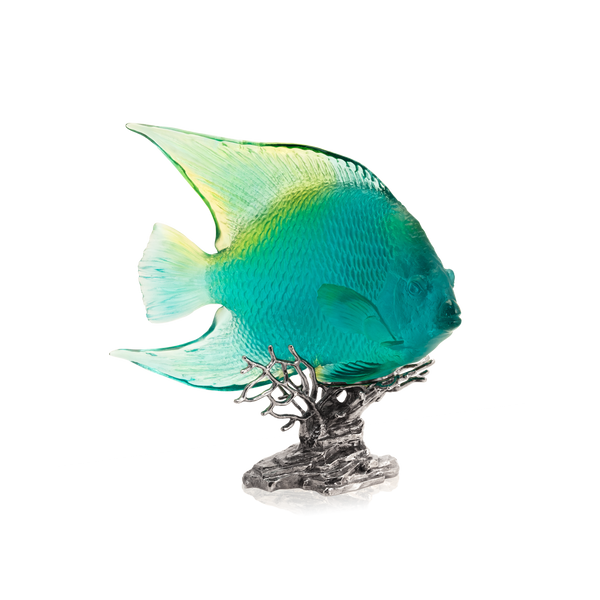 Daum Art Glass Daum Crystal Maya Turquoise Royal Angelfish