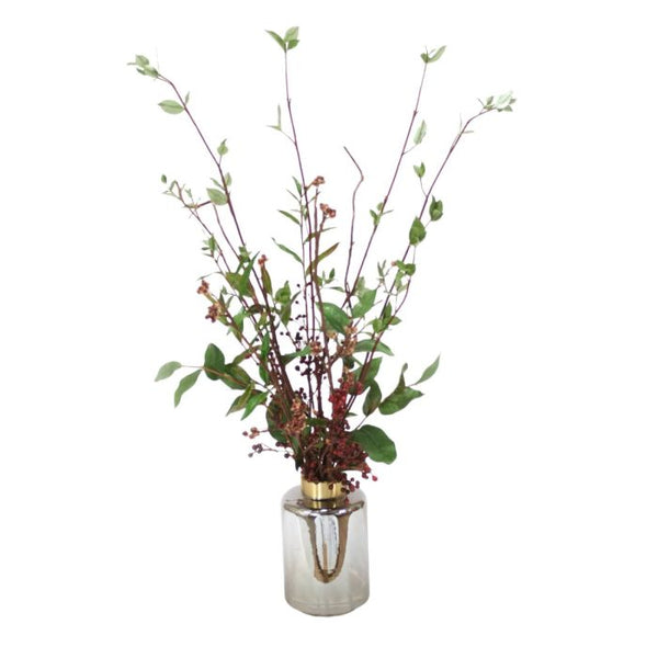 Distinctive Designs Home Decor Berries with Foliage in Smoke Color Glass
