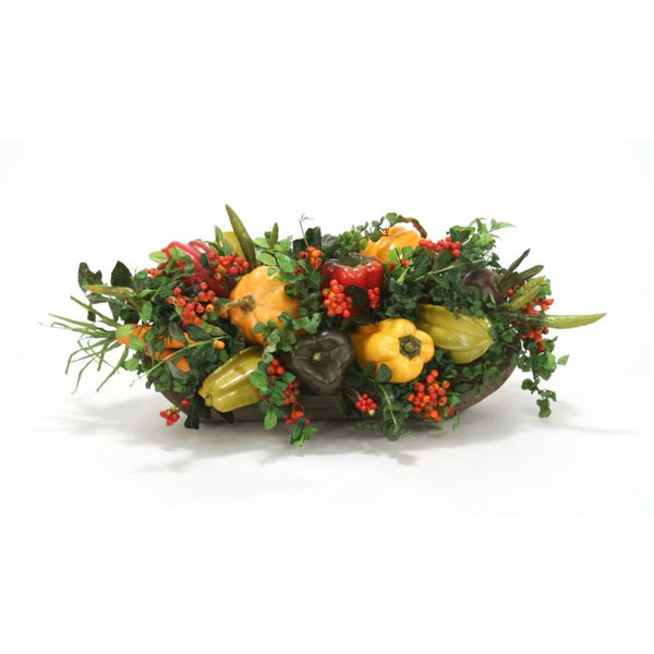 Distinctive Designs Home Decor Mixed Vegetables in Wooden Dough Bowl