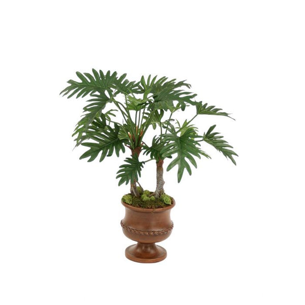 Distinctive Designs Home Decor Philodendron Selloum Plant in Maple Finish Classic Urn