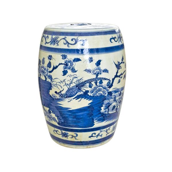 Legend of Asia Home Decor Legend of Asia Dali Blue & White Flower Bird Porcelain Garden Stool