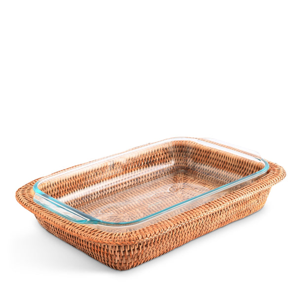 Vagabond House Serveware Vagabond House Hand Woven Rattan 3qt Rectangular Casserole Holder