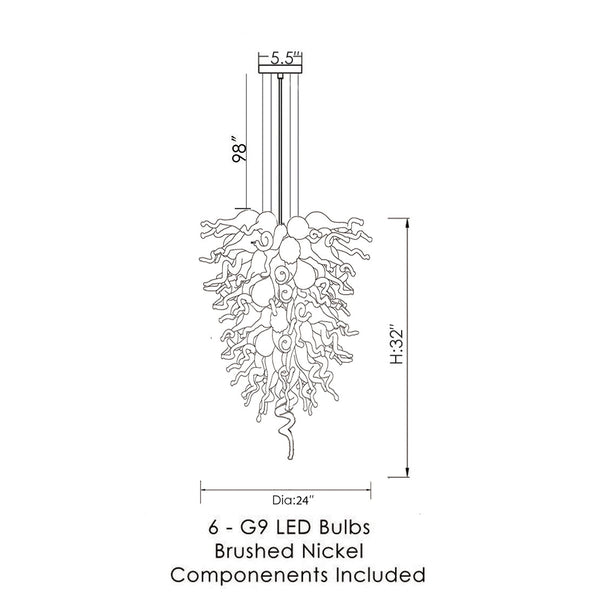 Viz Art Glass Lighting Viz Art Glass ColorSelect Waterfall Tall Blown Glass Chandelier