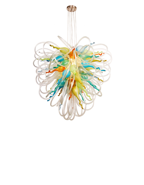 Viz Art Glass Lighting Viz Art Glass Orion Fiesta Coral Large Blown Glass Chandelier