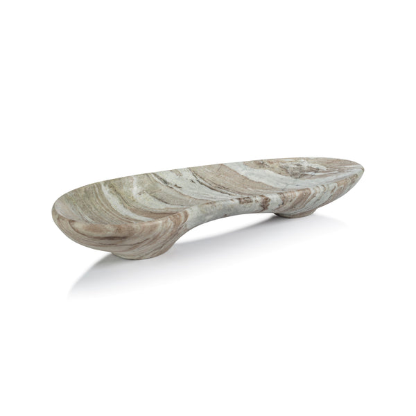 Zodax Home Decor Arabescato Large Organic Shape Marble Bowl 28.75" x 11"