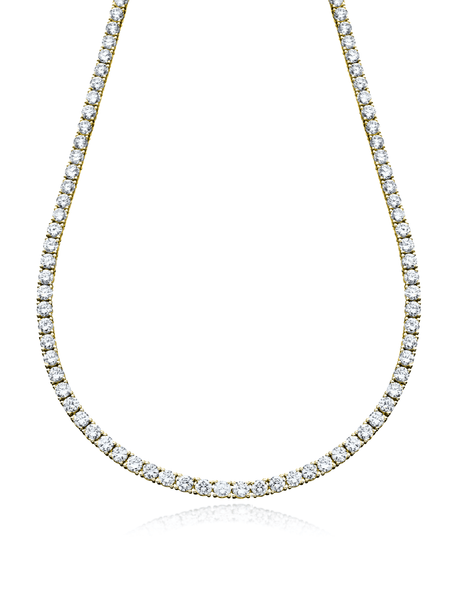 Crislu Jewelry Classic Tennis Necklace Finished in 18kt Yellow Gold - 16"