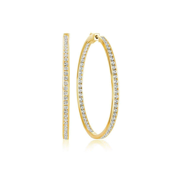 Crislu Jewelry CRISLU Classic Inside Out Hoop Earrings 1.6 Carat Finished in 18KT Gold