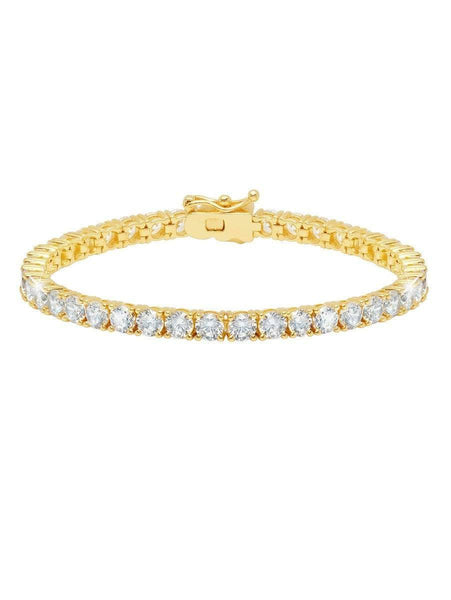 Crislu Jewelry CRISLU Classic Large Brilliant Tennis Bracelet Finished in 18KT Gold - Size 7.5