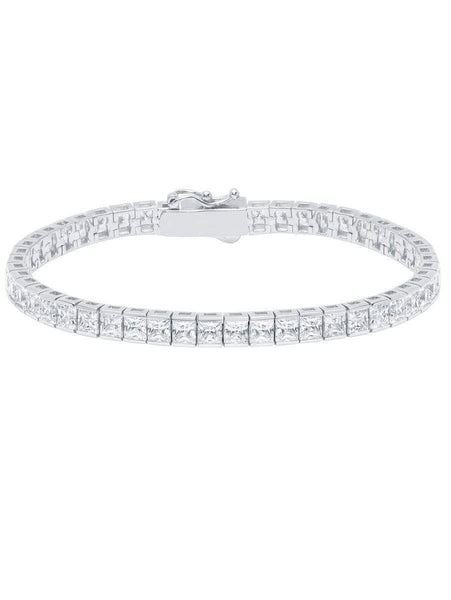 Crislu Jewelry CRISLU Classic Large Princess Tennis Bracelet Finished in Pure Platinum - Size 6.5