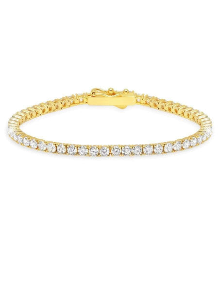 Crislu Jewelry CRISLU Classic Medium Brilliant Tennis Bracelet Finished in 18KT Gold - Size 7