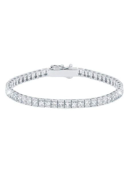 Crislu Jewelry CRISLU Classic Medium Princess Tennis Bracelet Finished in Pure Platinum - Size 6.5