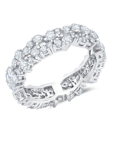 Crislu Jewelry 5 Crislu Cluster Small Eternity Ring Finished In Pure Platinum