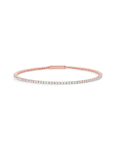 Crislu Jewelry CRISLU Flex Tennis Bracelet Finished in 18KT Rose Gold