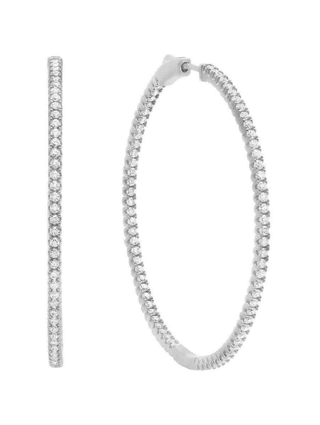 Crislu Jewelry CRISLU Pave Hoop Earrings Medium Finished in Pure Platinum
