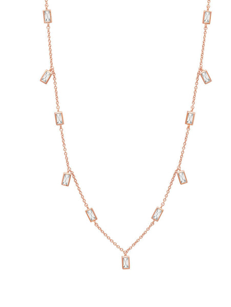 Crislu Jewelry Crislu Prism Baguette 16" Necklace finished in 18KT Rose Gold
