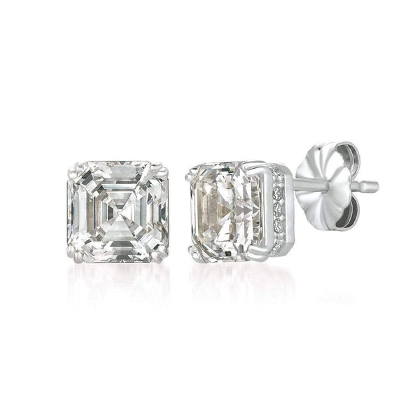 Crislu Jewelry CRISLU Royal Asscher Cut Earrings 4.10 Carat Finished in Pure Platinum