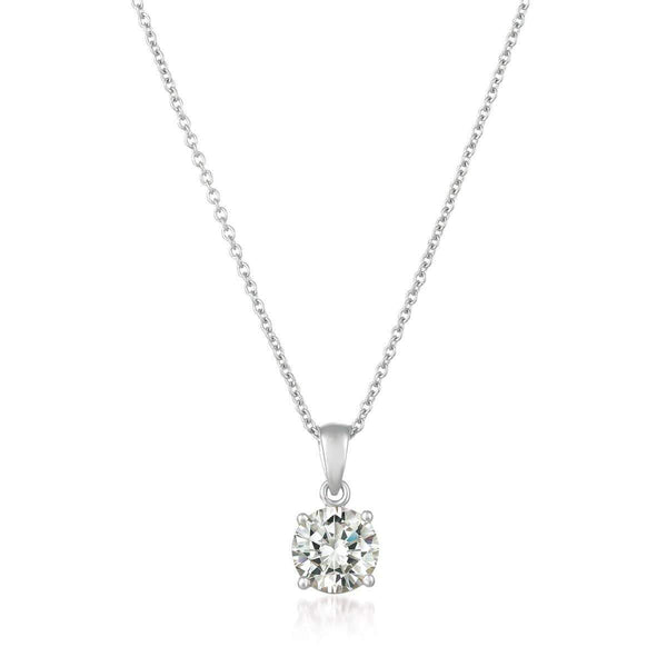 Crislu Jewelry CRISLU Royal Brilliant Cut Pendant Necklace Finished in Pure Platinum