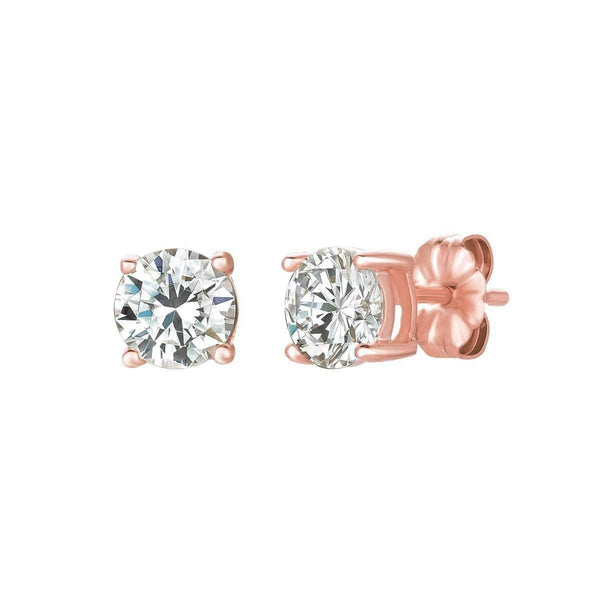 Crislu Jewelry CRISLU Solitaire Brilliant Earrings 1.50 Carat Finished in 18KT Rose Gold