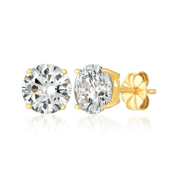 Crislu Jewelry CRISLU Solitaire Brilliant Earrings 4.00 Carat Finished in 18KT Gold