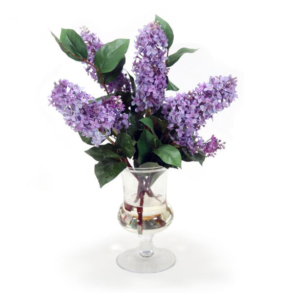 Lavender Blue Lilac in Glass Urn