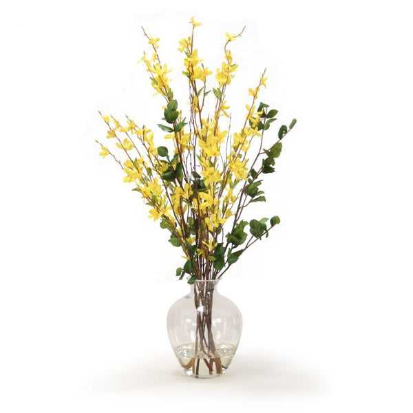 Yellow Forsythia in Victorian Vase