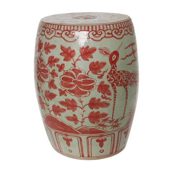 Legend of Asia Giftware Legend of Asia Coral Red Bird Village Garden Stool