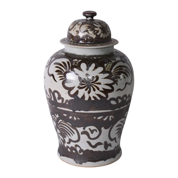 Legend of Asia Giftware Legend of Asia Rusty Brown Silla Flower Temple Jar