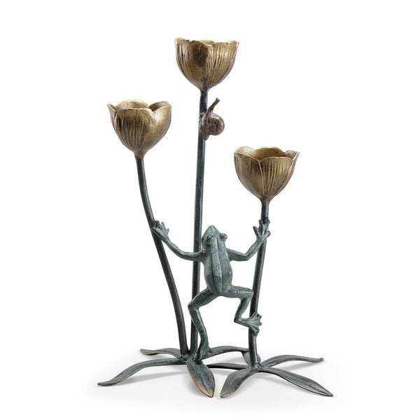 SPI Home Home Frog and Flower Trio Candleholder