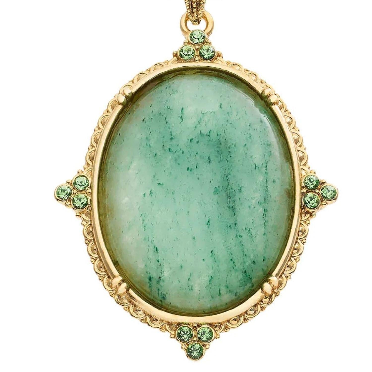 Olivia Riegel Oval Aventurine Pendant Necklace Gold