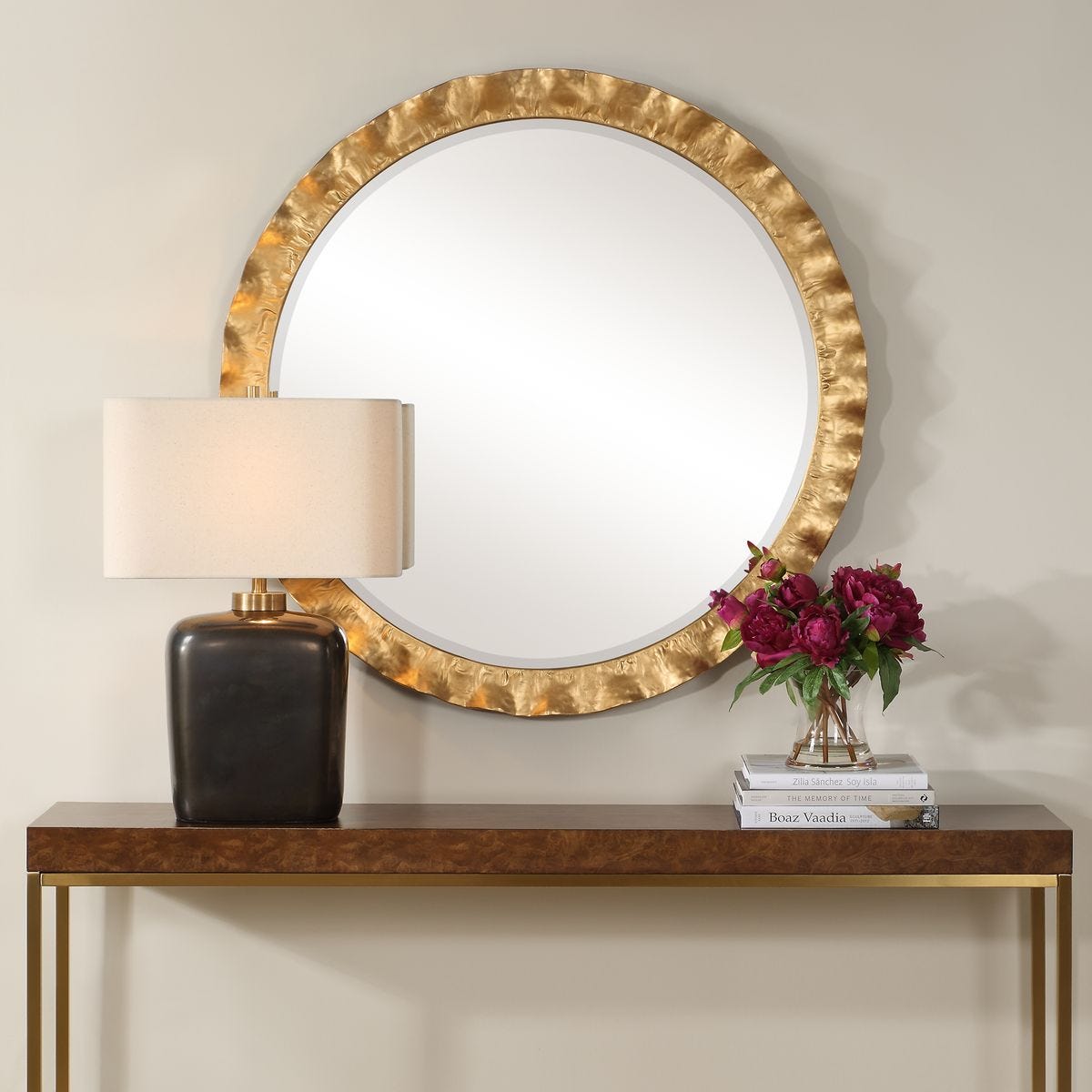 Uttermost Haya Round Mirror, Gold - CLOSEOUT