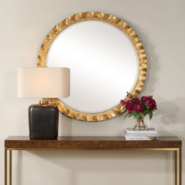 Uttermost Haya Round Mirror, Gold - CLOSEOUT