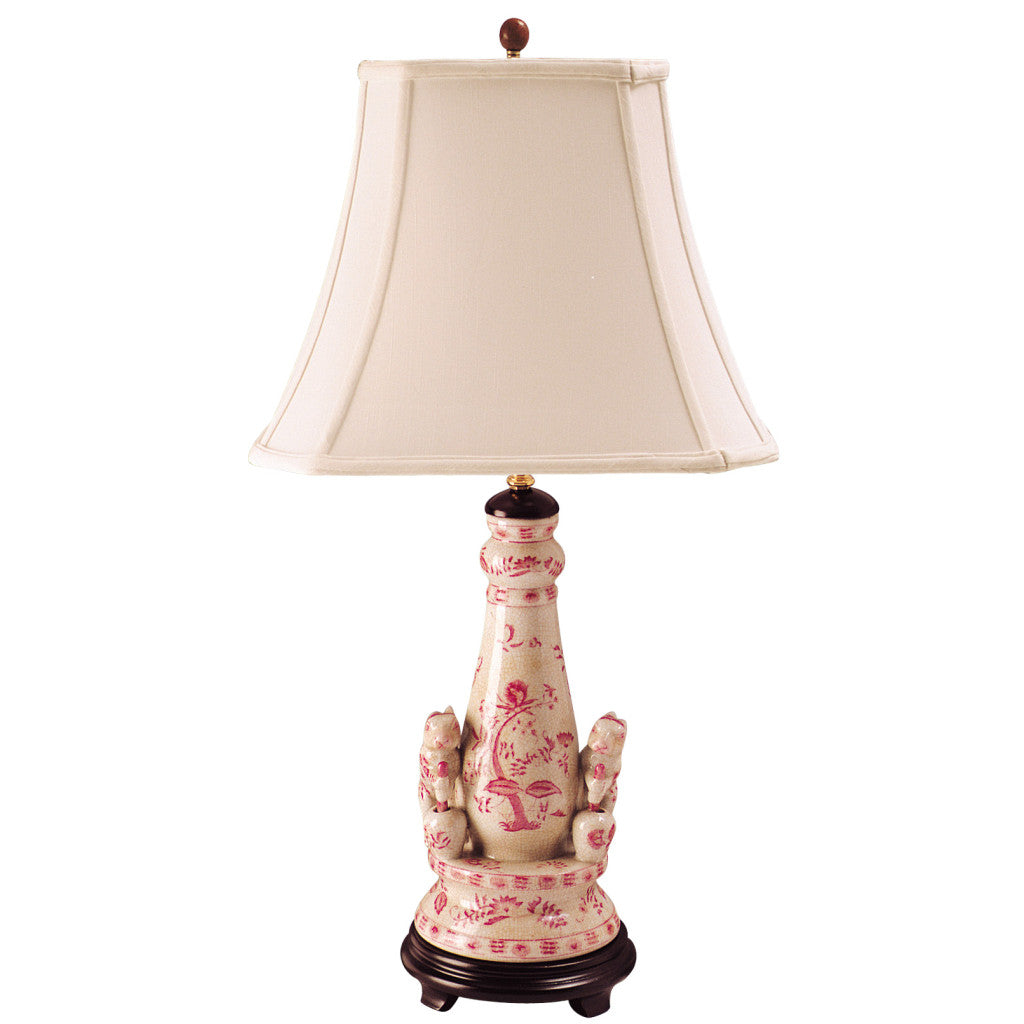 Danny's Fine Porcelain (Pe263c-12-Cs0853) 24" Bunny Candle Stick Lamp – Pink Floral - CLOSEOUT