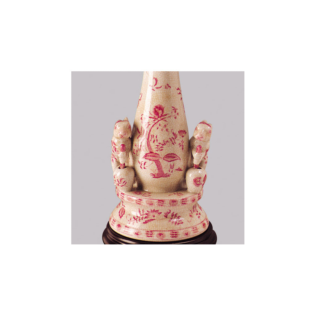 Danny's Fine Porcelain (Pe263c-12-Cs0853) 24" Bunny Candle Stick Lamp – Pink Floral - CLOSEOUT