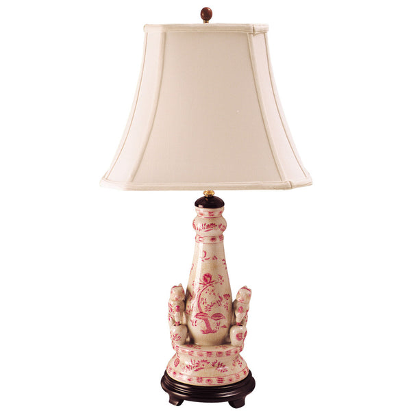 Danny's Fine Porcelain (Pe263c-12-Cs0853) 24" Bunny Candle Stick Lamp – Pink Floral - CLOSEOUT