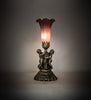 13" High Lavender Pond Lily Twin Cherub Mini Lamp