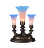 13" High Pink/Blue Tiffany Pond Lily 3 LT Mantelabra Accent Lamp