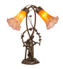 17" High Amber/Purple Tiffany Pond Lily 2 Light Trellis Girl Accent Lamp