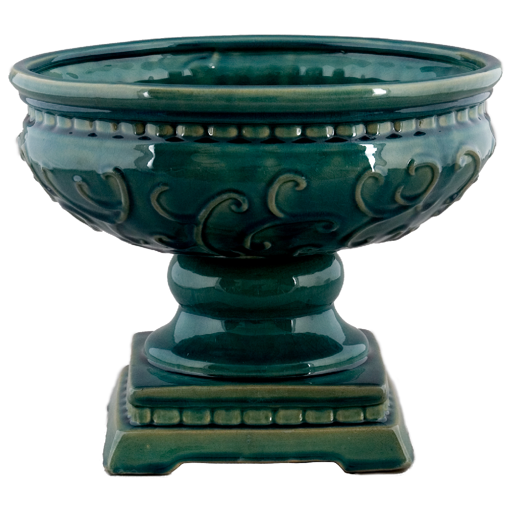 Danny's Fine Porcelain A10-201 13.75x13.75x11 Planter W/Square Base-Turquoise