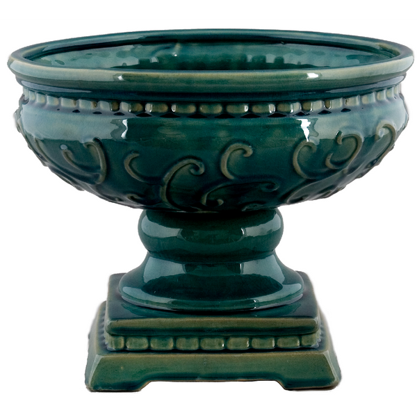 Danny's Fine Porcelain A10-201 13.75x13.75x11 Planter W/Square Base-Turquoise