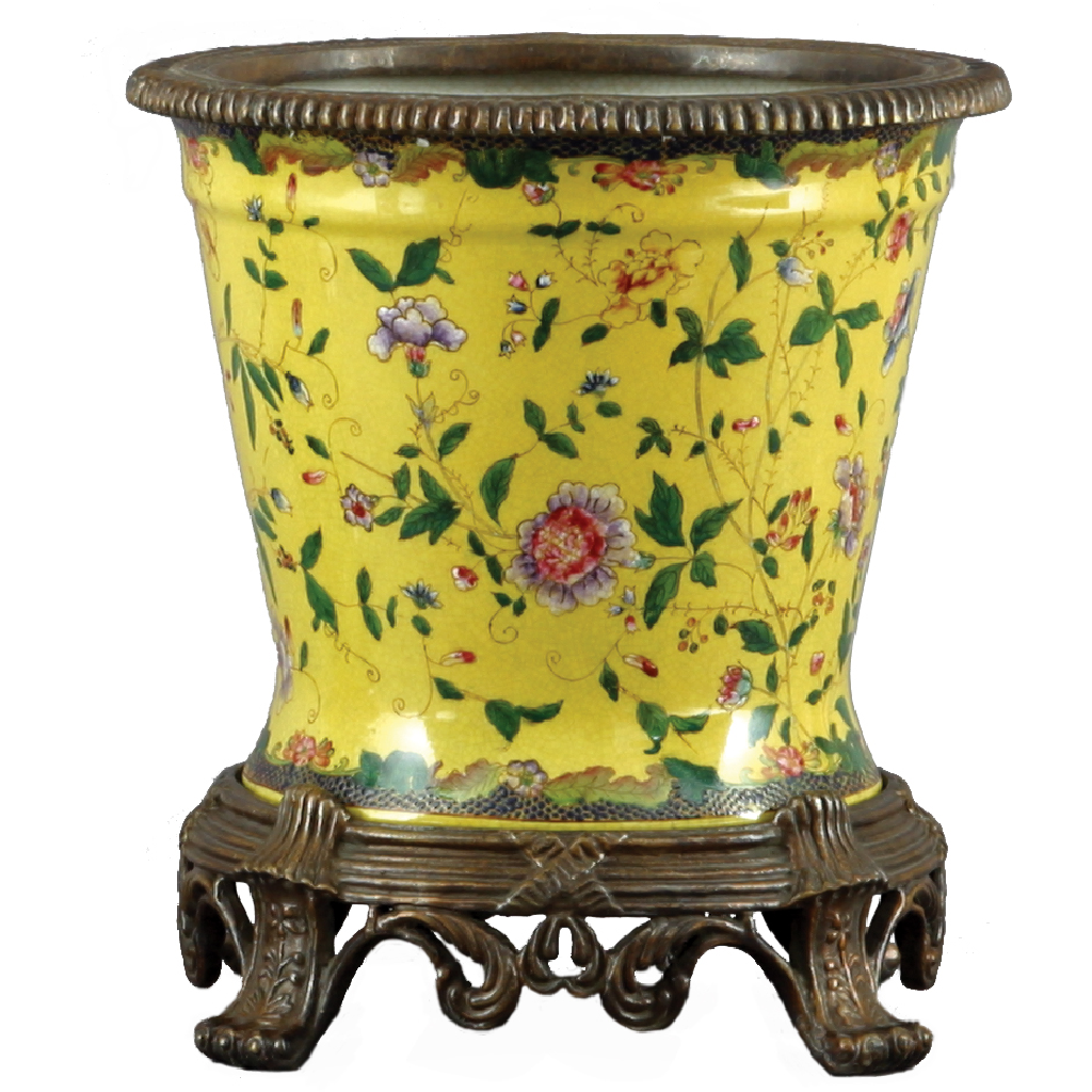 Danny's Fine Porcelain Round Metal Planter - CLOSEOUT