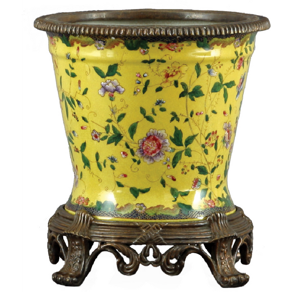 Danny's Fine Porcelain Round Metal Planter - CLOSEOUT