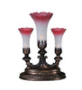 13" High Pink/White Tiffany Pond Lily 3 LT Mantelabra Accent Lamp