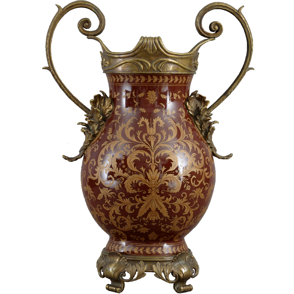 Danny's Fine Porcelain Vase with Bronze Handle - CLOSEOUT