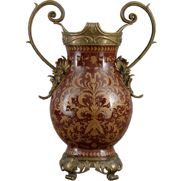 Danny's Fine Porcelain Vase with Bronze Handle - CLOSEOUT