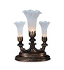 13" High White Tiffany Pond Lily 3 LT Mantelabra Accent Lamp