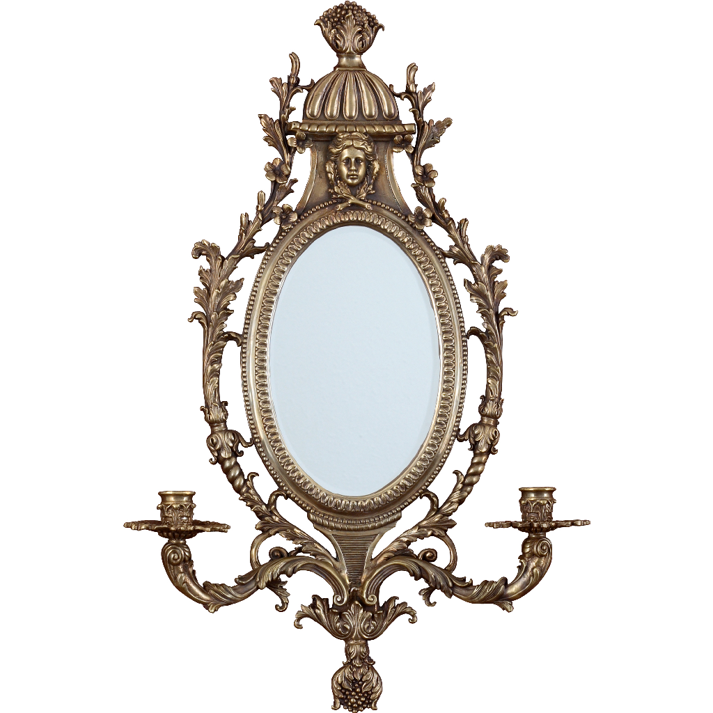 Danny's Fine Porcelain Mirror and Bronze Sconce with Candle Holder