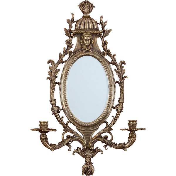 Danny's Fine Porcelain Mirror and Bronze Sconce with Candle Holder